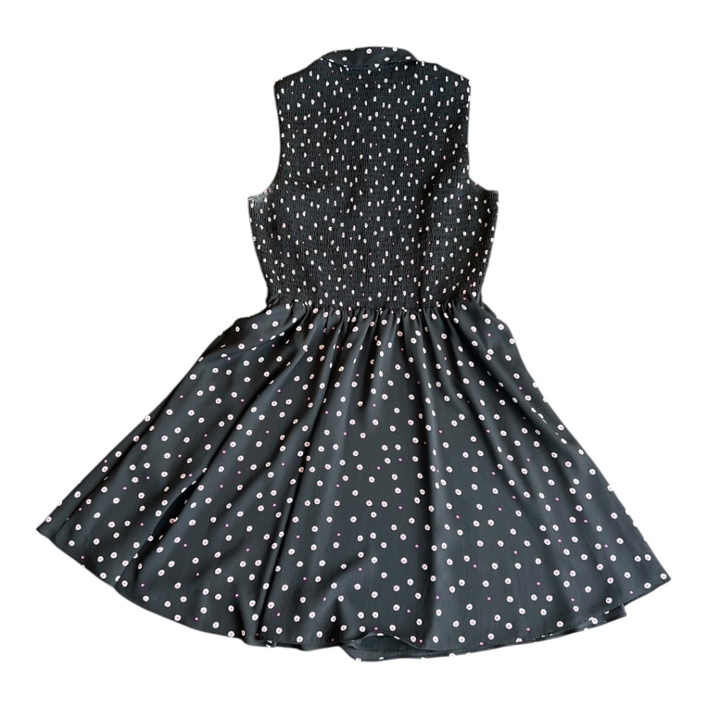 Kate Spade Daisy Dot Dress, Navy Floral, Size 10, Sleeveless Fit & Flare Smocked - Picture 2 of 12